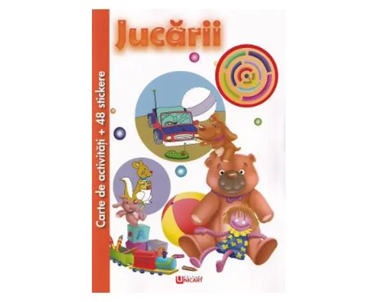 Carte de activitati cu 48 stickere: Jucarii
