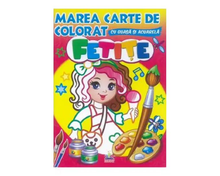 Marea carte de colorat cu guasa si acuarela. Fetite