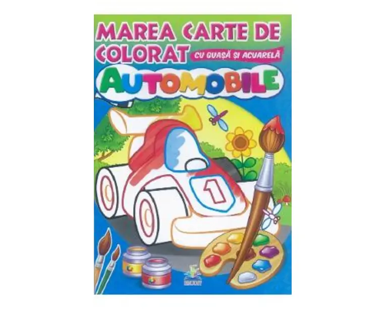 Marea carte de colorat cu guasa si acuarela. Automobile