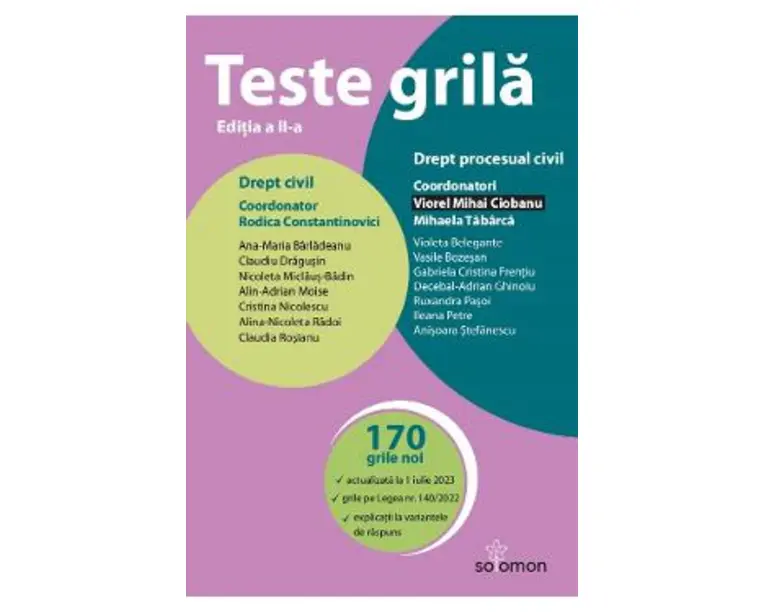 Teste grila. Drept civil. Drept procesual civil Ed.2 - Mihaela Tabarca, Rodica Constantinovici, Viorel Mihai Ciobanu