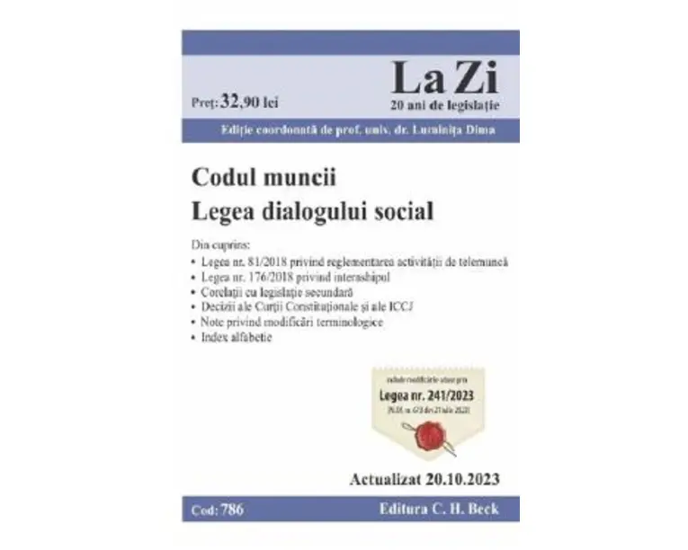Codul muncii. Legea dialogului social Act.20 octombrie 2023