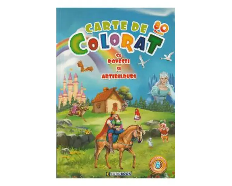 Carte de colorat cu povesti si abtibilduri. Jumbo Vol.6