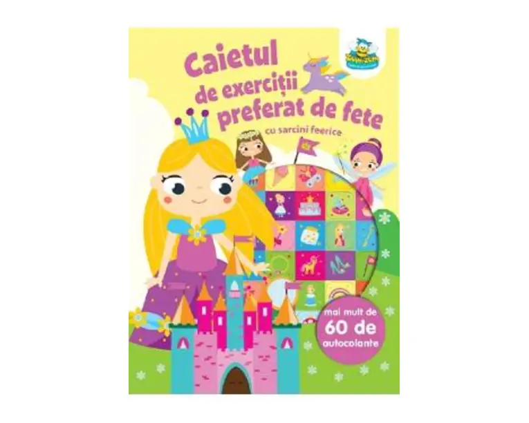 Caietul de exercitii preferat de fete, cu sarcini feerice. Mai mult de 60 de autocolante