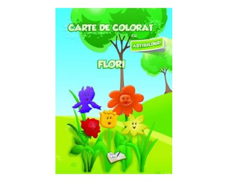 Carte de colorat cu abtibilduri - Flori