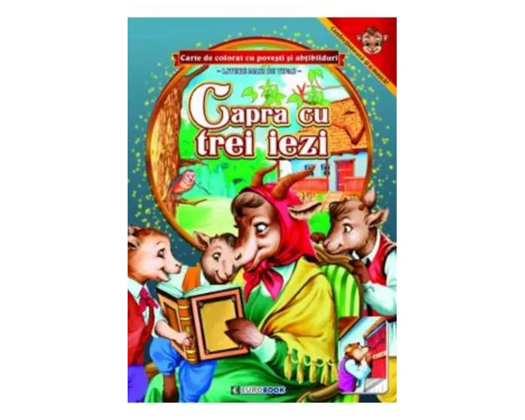 Capra cu trei iezi. Carte de colorat cu povesti si abtibilduri