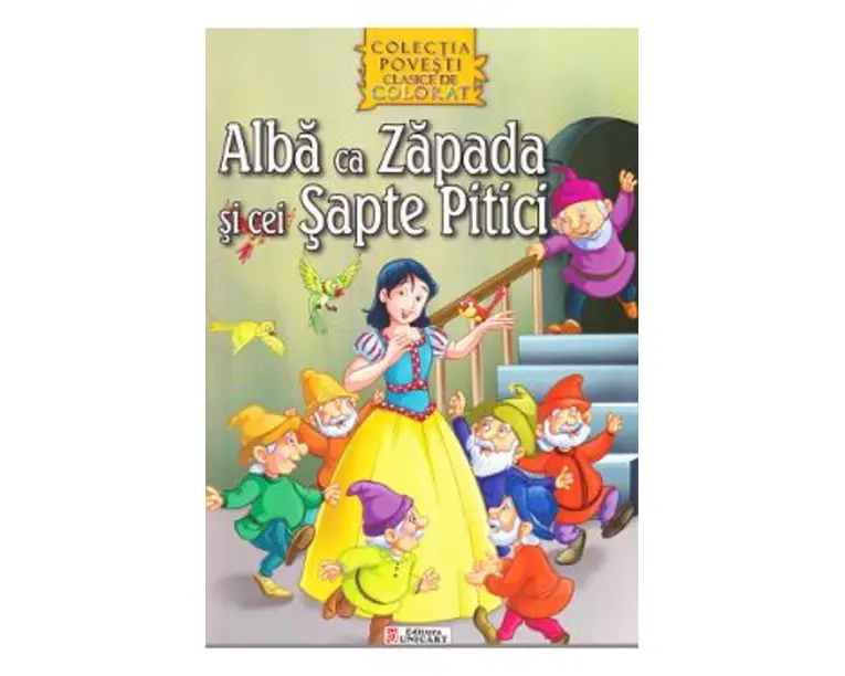 Alba ca Zapada si cei Sapte Pitici - Carte de citit si colorat