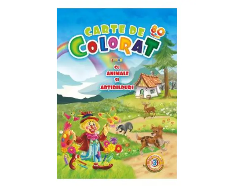 Carte de colorat Jumbo cu animale si abtibilduri