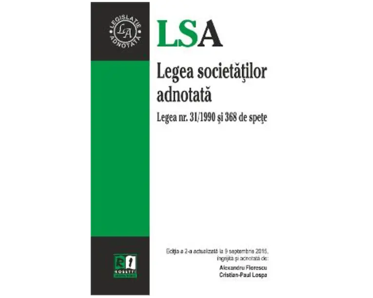 Legea Societatilor Adnotata Act. 9 Septembrie 2015