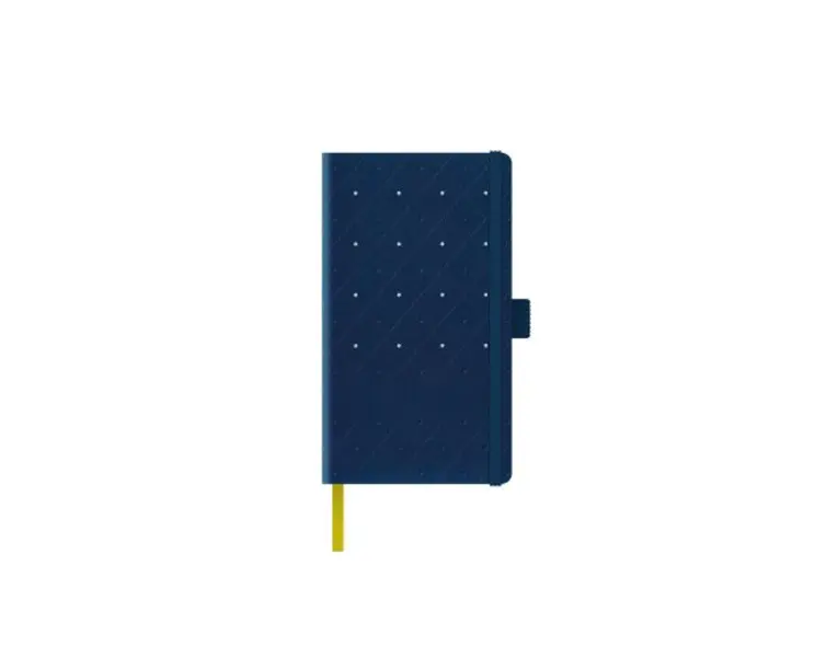 Agenda nedatata A5 Castelli, coperta rigida bleumarin/argintiu, elastic bleumarin, dictando ivory, cutie eleganta neagra