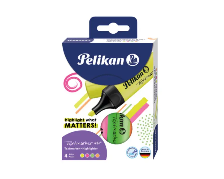 Textmarker 490, set 4 culori, cutie carton