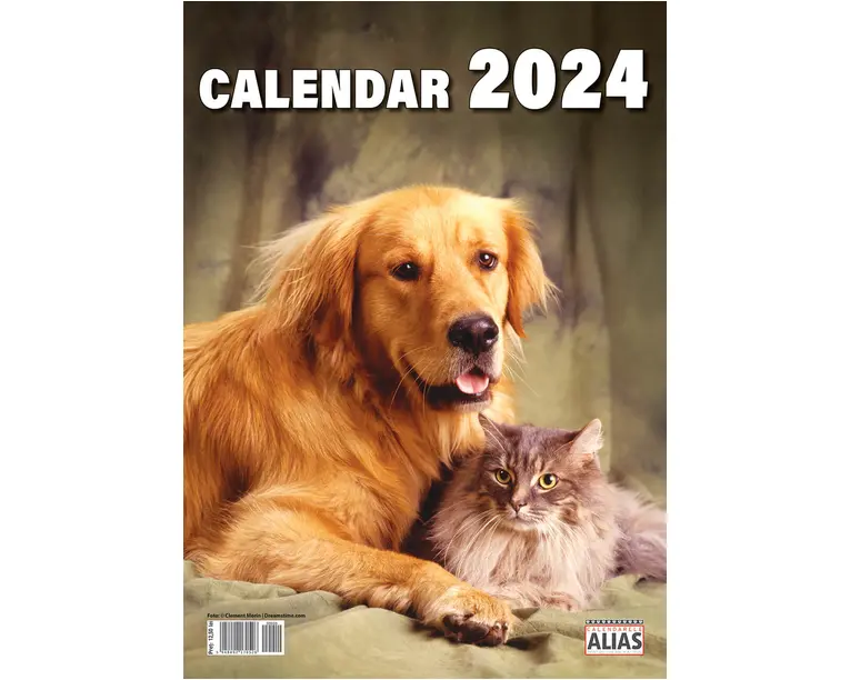 Calendar de perete 2024, 6+1 file Caini si pisici