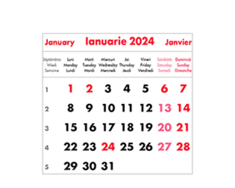 Mini calendar de birou 2024
