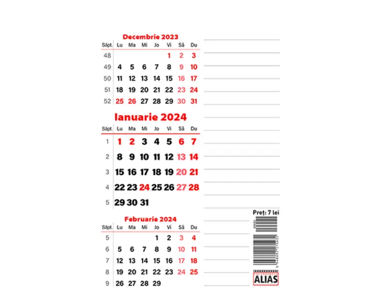 Calendar 2024, triptic cu planner magnetic