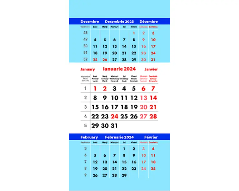 Calendar de birou 2024 triptic tip piramida