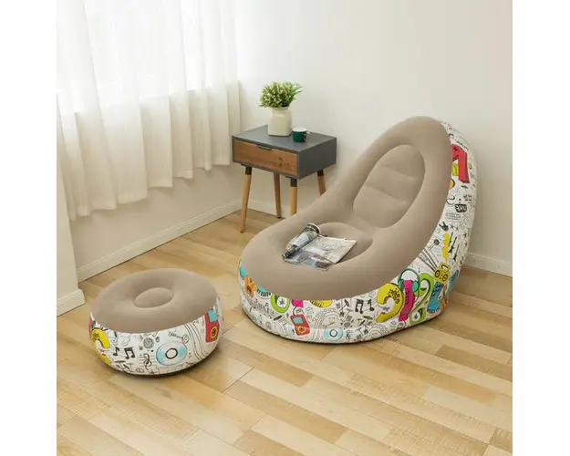 Scaun gonflabil cu taburet, model grafitti 116 x 96 x 83 cm