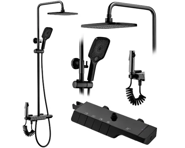Set baterie coloana de dus cu afisaj led si termostat, 4 in 1, Premium
