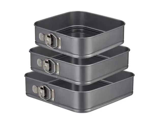 Set 3 tavi forma patrata pentru prajituri sau tort cu fund detasabil