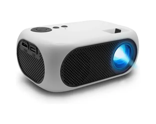 Videoproiector portabil, FULL HD, cu LED-uri, 1200 lumeni, mini proiector, 2000:1, galben