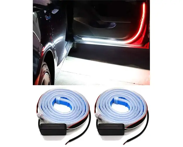 Set 2 benzi flexibile de avertizare cu lumina LED pentru usa auto, 120cm, 12v