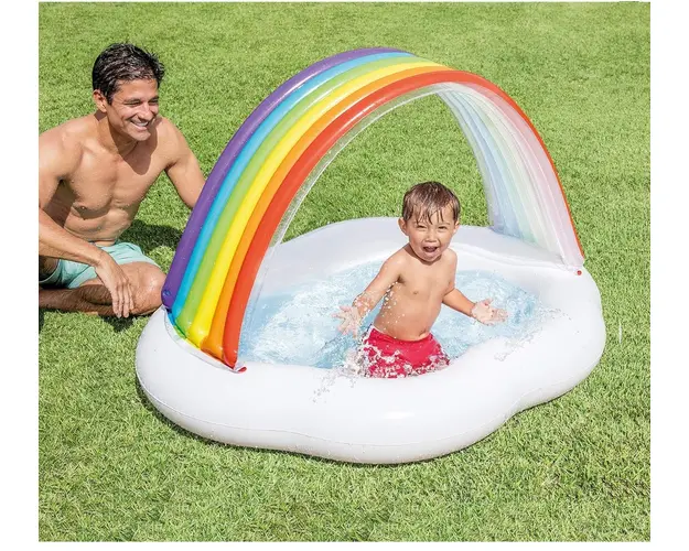 Piscina gonflabila pentru copii Rainbow, Intex, 142x119x84 cm, 82 L, multicolor