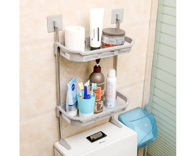 Suport de depozitare multifunctional pentru toaleta 2 polite 58 x30cm