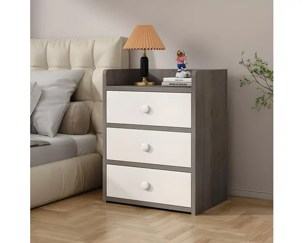 Noptiera alba minimalista din PAL cu 2 sau 3 sertare
