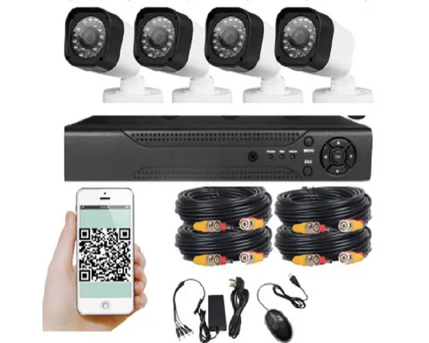 Sistem de supraveghere cu 4 sau 8 camere exterior 1080P, Kit DVR, compresie video H.265