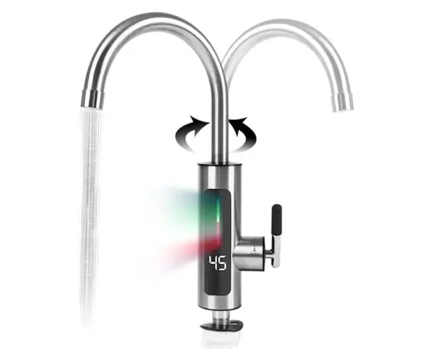 Robinet electric instant din inox, cu display si rotire 360 grade, 3000W