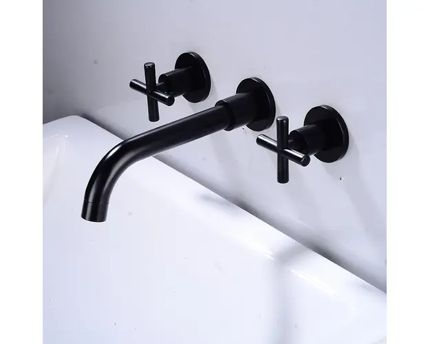 Baterie incastrata pentru lavoar, din alama, cu rotire la 360 grade, negru mat, auriu mat