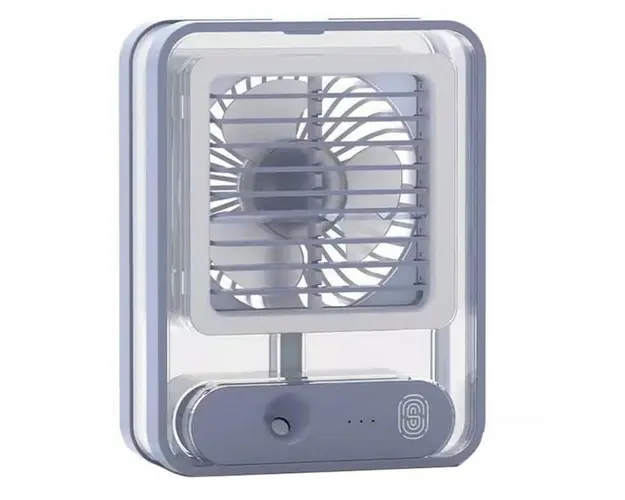 Mini ventilator portabil 3 in 1: racorire, umidificare si iluminare, incarcare usb + acumulator incorporat, 18 cm