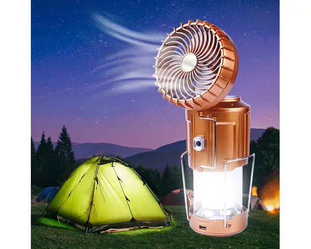 Lampa de camping 2 in 1, ventilator, incarcare USB, 13x10x21 cm