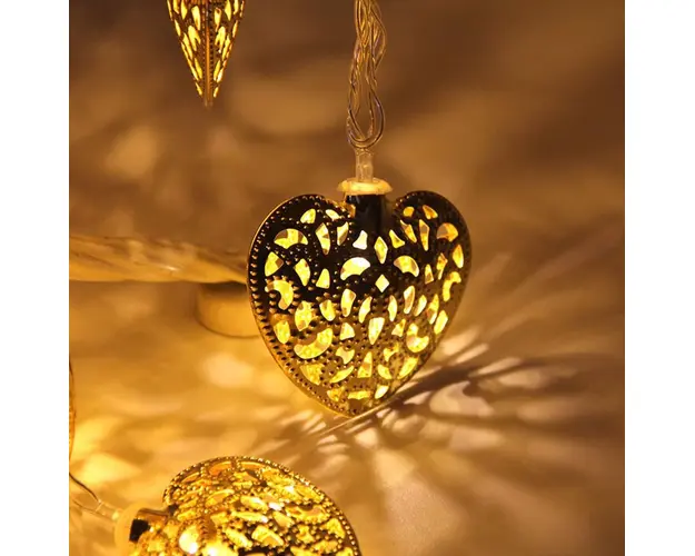 Instalatie LED pentru Craciun cu 10 figurine aurii/argintii, 2m, culoare alb cald