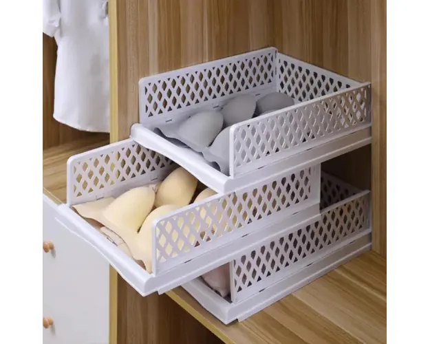 Raft stratificat pentru depozitarea hainelor, din material plastic rezistent la impact