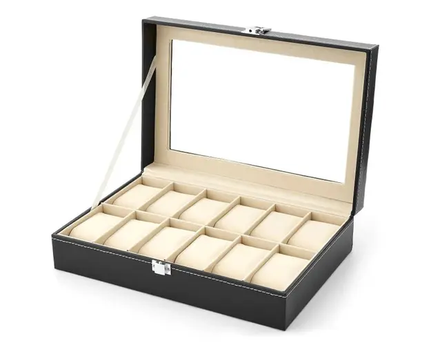 Cutie depozitare 12 ceasuri. Material piele ecologica