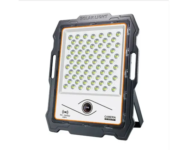 Proiector LED cu panou solar si camera WiFi, 100W-300W, 82-236 LED-uri, lumina alba, telecomanda