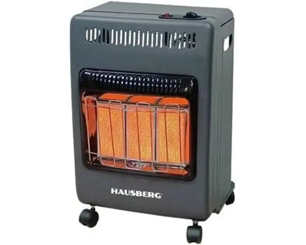 Mini Soba pe gaz GPL Hausberg HB-1023NG, aprindere piezo-electrica, 3 placi de incalzire ceramic putere totala 4.2kW, sistem de oprire automata a gazului, Negru