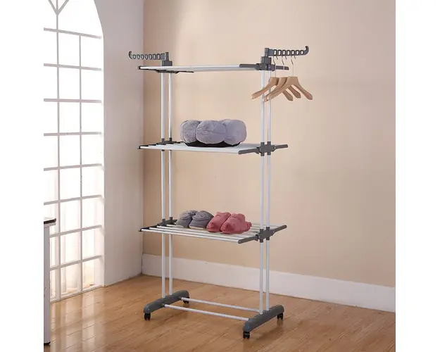 Uscator vertical, mobil si pliabil pentru rufe cu suport umerase, inaltime 173cm