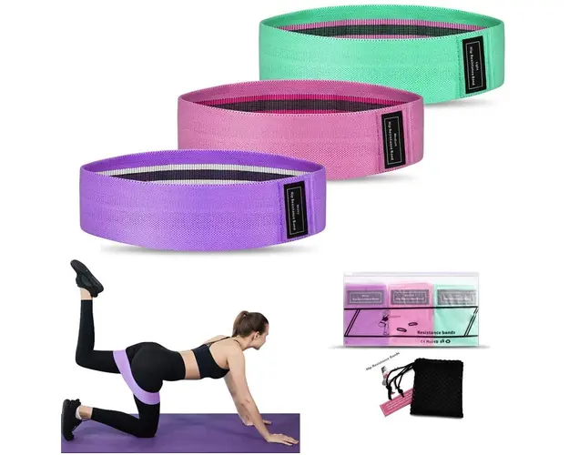 Set 3 benzi elastice fitness, 3 niveluri de rezistenta, pentru coapse, fese si picioare