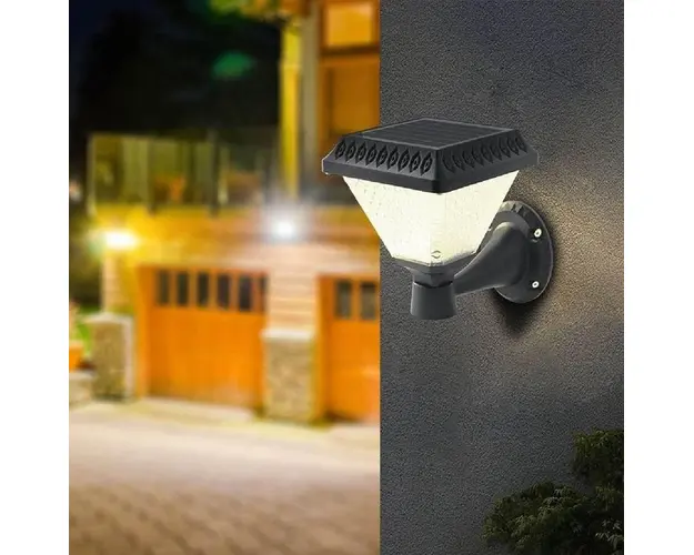 Lampa solara de perete, lumina calda si RGB, cu telecomanda, hexagonala, 6w