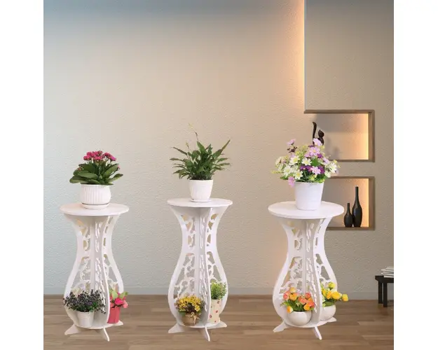Set 3 masute decorative pentru ghivece de flori din PVC, 59 x 31cm