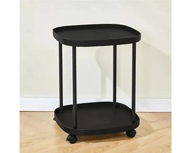 Masa laterala canapea, cu 2 polite si roti, 43x43x54cm