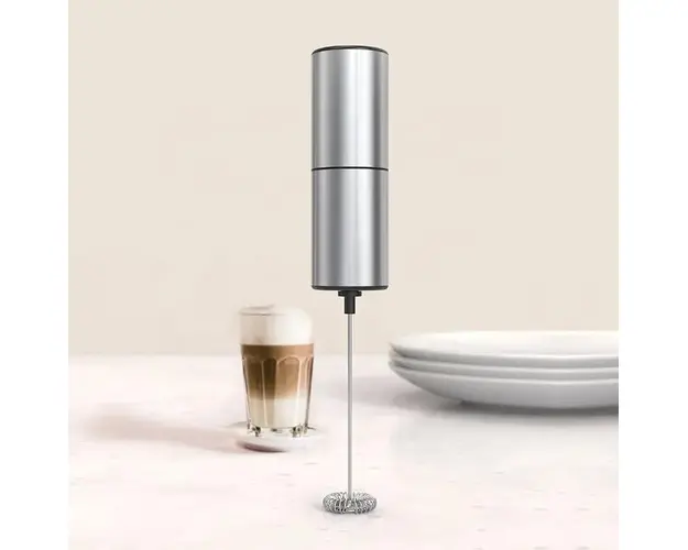 Mini mixer de facut spuma lapte, din otel inoxidabil, pe baterii, pentru cafea latte, cappuccino, ciocolata calda