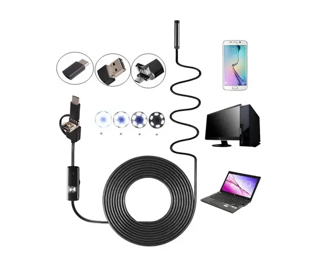 Camera endoscop 3 in 1 pentru Android si Windows, waterproof