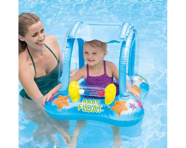Colac gonflabil pentru copii, cu protectie pentru soare, model masina, Baby Float