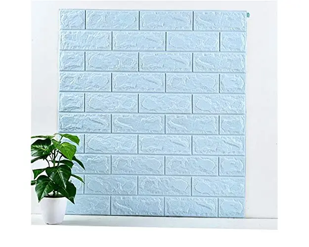 Tapet 3D caramizi bleu, auto-adeziv pentru interior, 70 x 77 cm