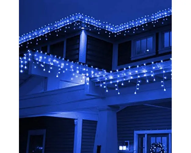 Instalatie exterior fir gros 5,5m x 0.7m, franjuri inegali, 120 led-uri, lumina flash, diverse culori