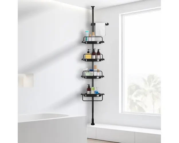 Etajera colt pentru baie si dus, 4 sau 5 rafturi, inaltime reglabila 260cm, montare pe colt