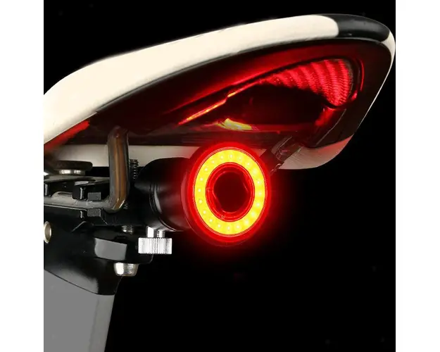 Stop LED smart cu senzor frana pentru bicicleta, cu prindere pe tija, incarcare USB