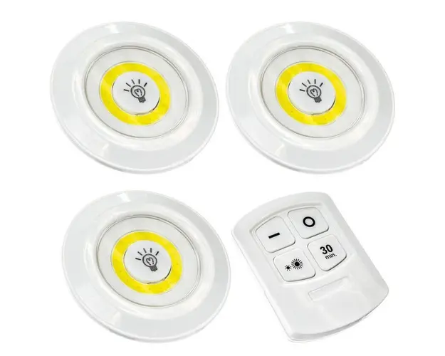 Set 3 lampi LED 3W COB cu telecomanda