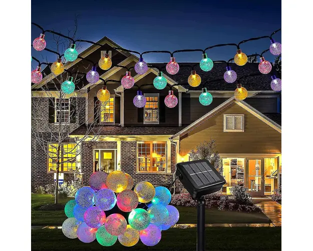 Instalatie solara cu globulete pentru brad sau decoratiuni, 50 bulbi cherry, 12m